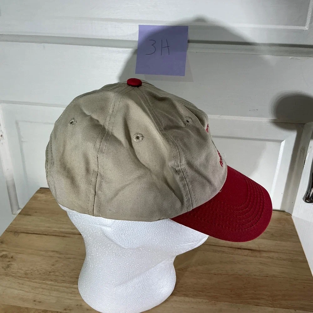 Becks Hybrids Hat Cap Beige Red Adjustable Snapback‎ Baseball Farmer